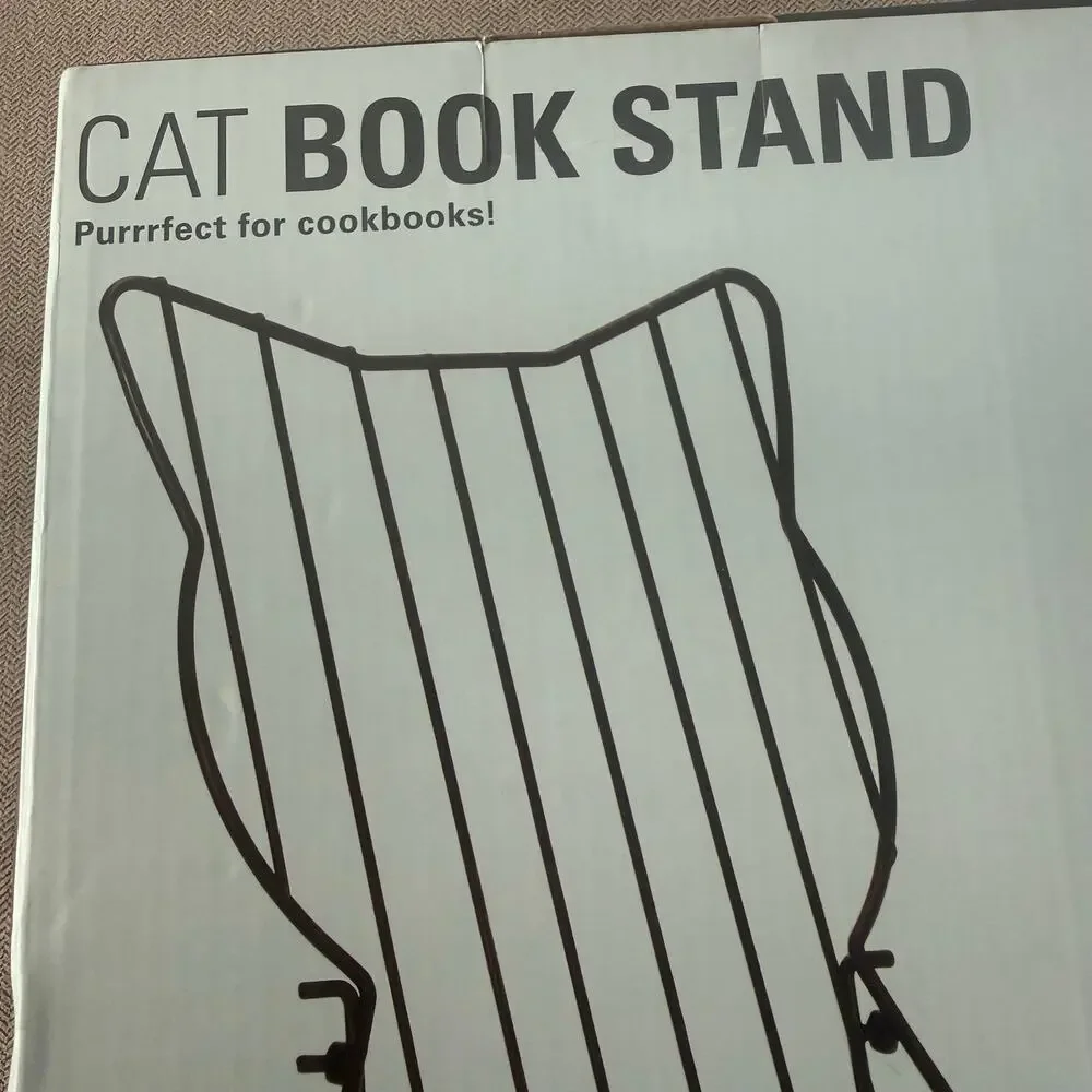 Kikkerland Cat Book Stand Black Metal Cookbook Recipe Holder NEW in Box